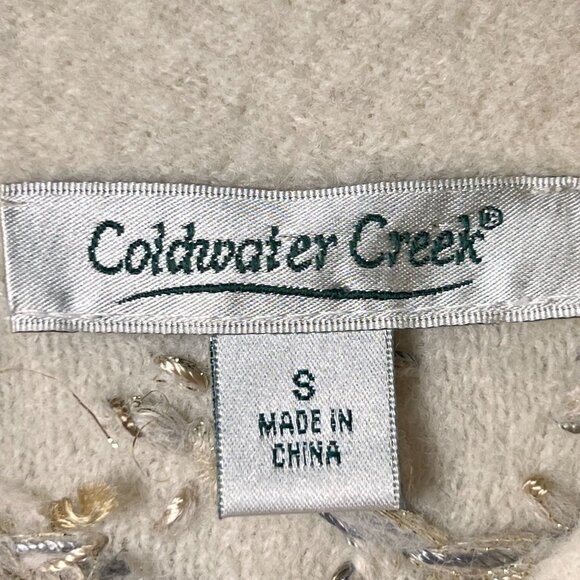 Coldwater Creek Wool Embroidered Jacket Boho Ornate Metal Clasps Ivory Womens S - Picture 8 of 14